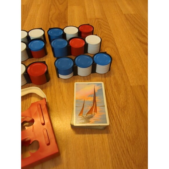 Handy Ante Plastic Poker Chips Rack 6 Removable Trays and 1 Set Playing Cards - Picture 8 of 10